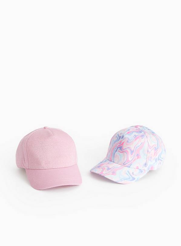 Pink Glitter & Tie Dye Caps 2 Pack 1-2 years